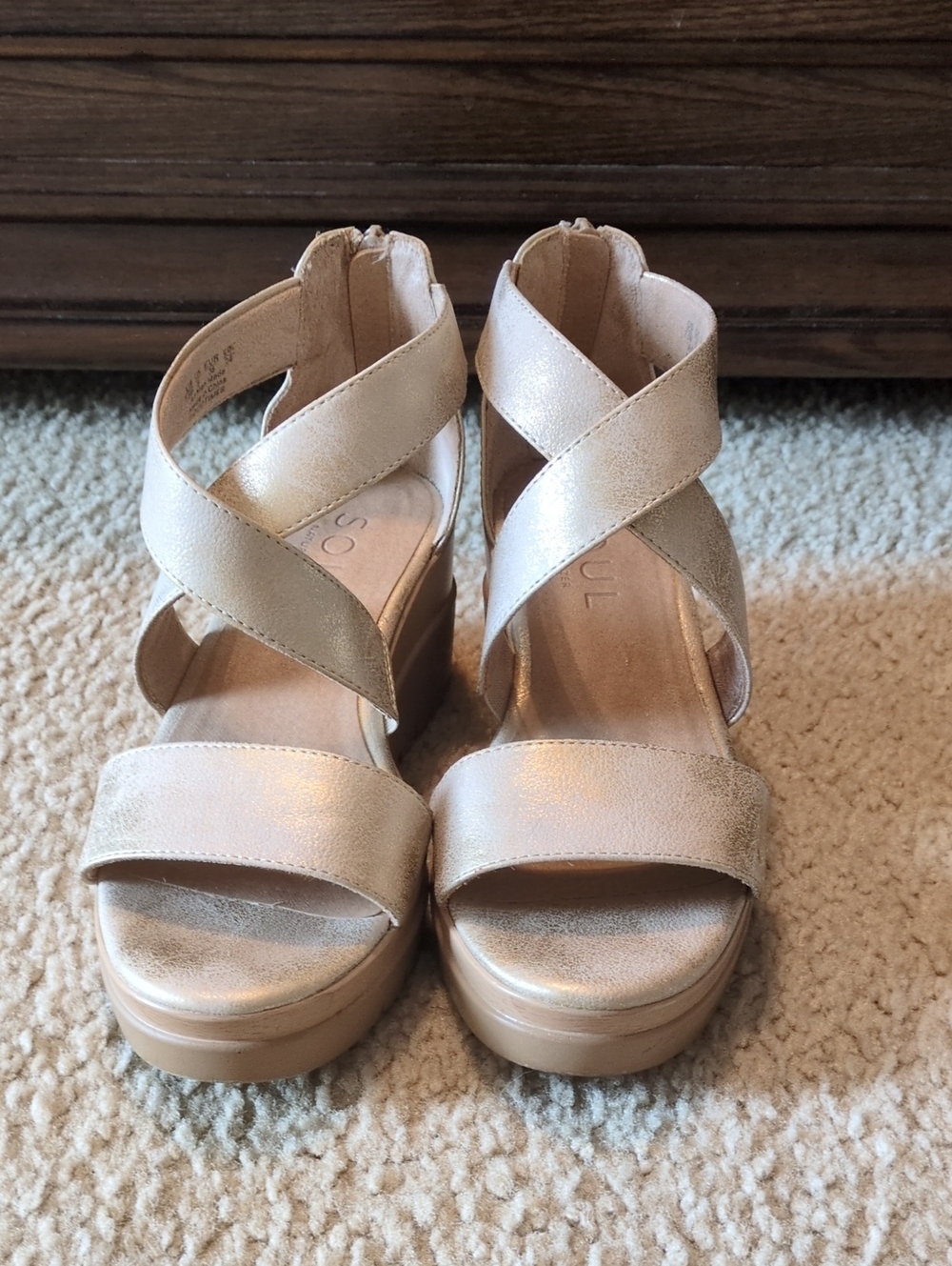 Naturalizer Soul Metallic Gold Women’s Strappy Wedges